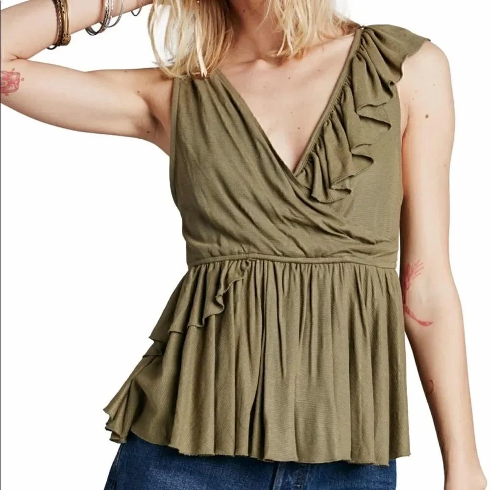 Free People Float Away Tank Green NWT